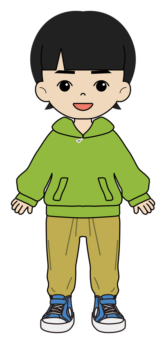 緑の服と黄色いズボンのなかま